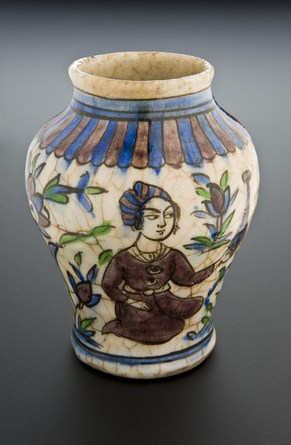 Earthenware drug jar, glazed, Islamic