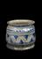 Earthenware pharmacy jar with blue "Delft" glazing, English