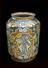 Tin glazed earthenware drug jar, with portraits