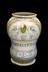 Tin glazed earthenware albarello, polychrome decoration