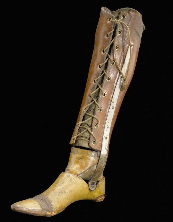 Artificial leg for amputation just above right ankle, 1891-1930