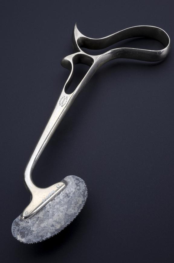 Horsley's skull saw, nickel-plated with stainless steel blade