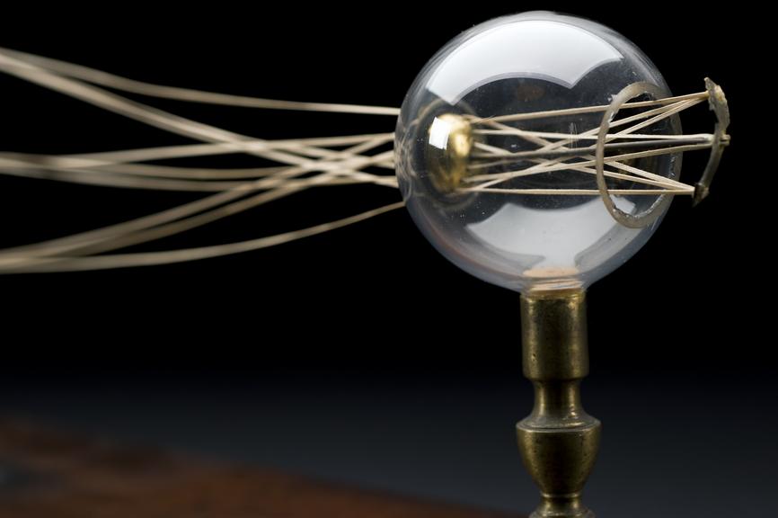 Eye defect teaching model, on wood stand, probably English