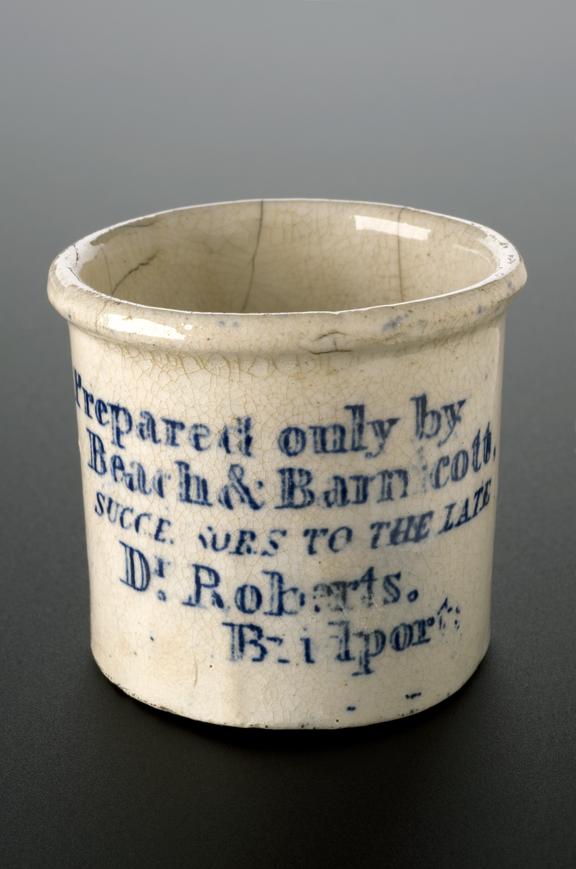 Creamware dispensing pot, supplied by Beach and Barnicott