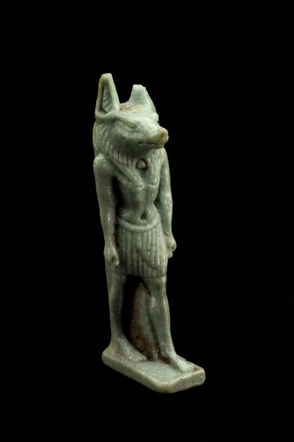 Faience amulet, Anubis, Egyptian, 4000 to 30 BC