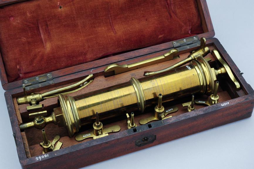 Anatomical syringe set, cased, London, England, 1810-1872