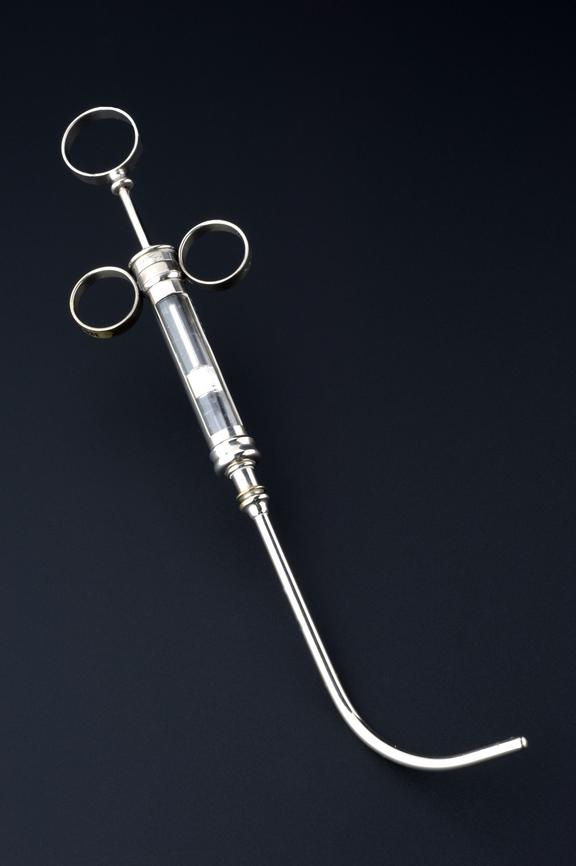 Laryngeal syringe, Tobold, steel and glass, by Down of London