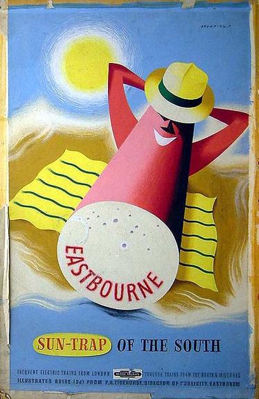 eastbourne - sun trap of the south (painting; oil painting; poster artwork)