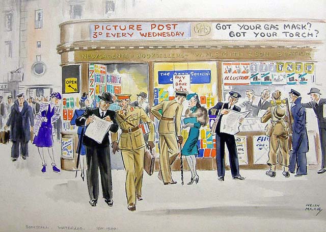 Bookstall, Waterloo (painting; watercolour; drawing)