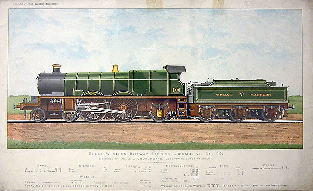 Great Western Railway Express Locomotive No 40 4-4-2