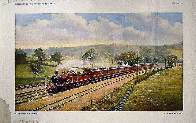 Manchester Express - Midland Railway (hauled by 4-4-0, No 2633). (print)