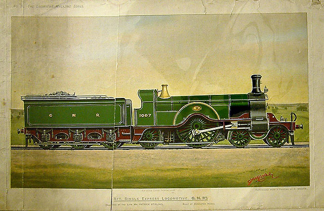 Great Northern Railway 8' Single Express Locomotive No 1007, 4-2-2.