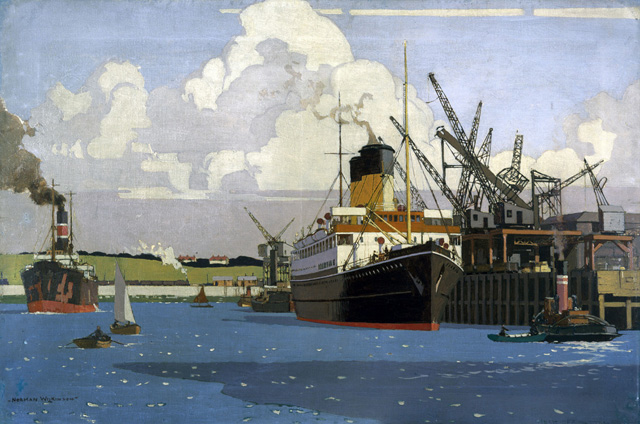 View of docks with SS Duke of Argyle at quay