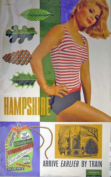 Hampshire - Arrive Earlier by Train (poster)