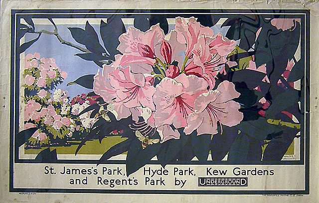 St James's Park, Hyde Park, Kew Gardens and Regents Park by Underground (carriage print)