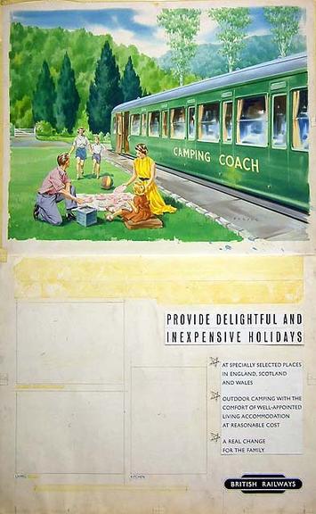 Camping Coaches (painting; watercolour; poster artwork)