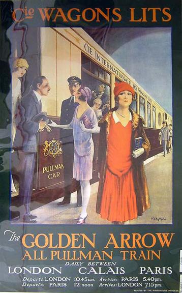 Reproduction poster 'The Golden Arrow - All Pullman Train' by W S Bagdatopoulos