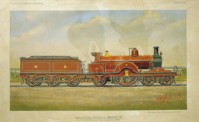 Midland Railway Single Express Locomotive No 116. (print)