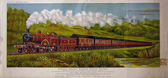 Midland Railway Morning Scotch Express. Corridor luncheon car express (10.40am) from St. Pancras. Locomotive no. 2603.