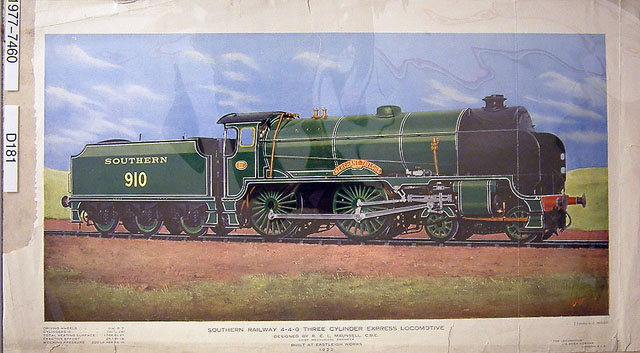 Southern Railway 4-4-0 Three Cylinder Express Locomotive No. 910 'Merchant Taylors'