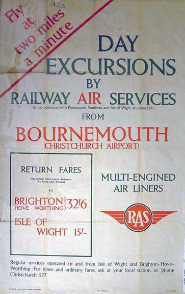 Railway Air Services poster, Fly at Two Miles a Minute
