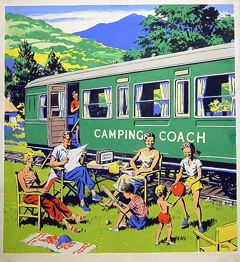 Camping Coaches (painting; watercolour; poster artwork)