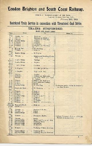 notice of restricted train service in connection with threatened coal strike