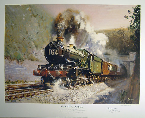 Castle Class Locomotive and Train Leaving the Severn Tunnel (print)