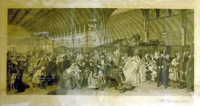 Engraving from the painting 'The Railway Station' by W P Frith (print; engraving)