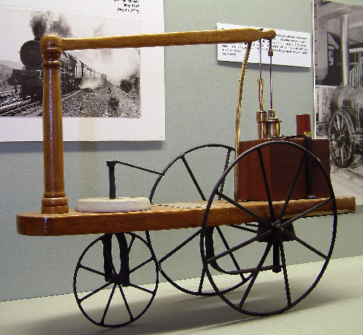 Model steam road vehicle, full sized replica of experimental model of approx 1/8 scale (Model vehicle)