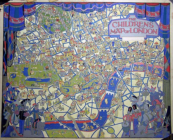 Painting, oils, original artwork for poster The Childrens Map of London by John Dixon