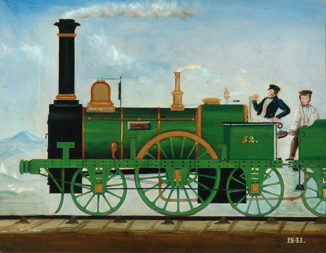 Stockton & Darlington Railway 2-2-2 locomotive no. 52 Comet (painting; oil painting)