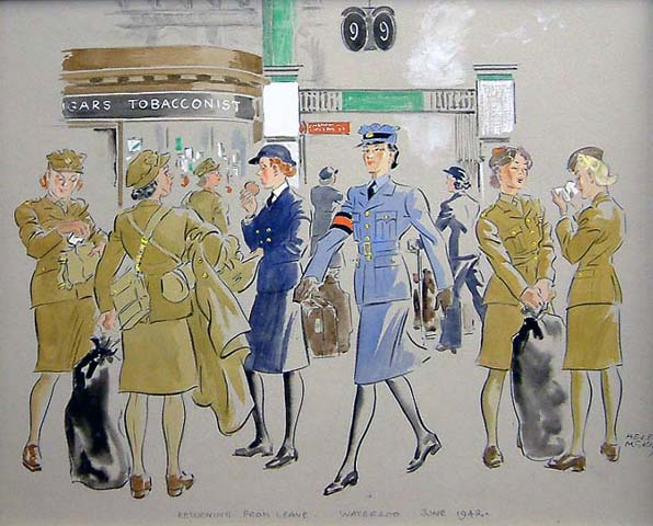 Returning from Leave, Waterloo (painting; watercolour; drawing)