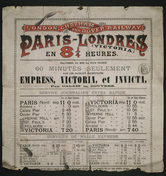 London Chatham & Dover Railway "Paris - Londres" poster showing