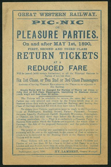 GWR Hand Bill - Paddington, April, 1890.