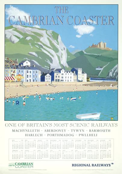 Poster, beach and calendar, 'The Cambrian Coast Line