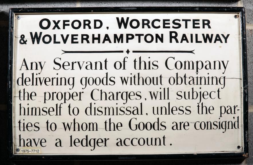 Delivery notice, Oxford Worcester & Wolverhampton Railway