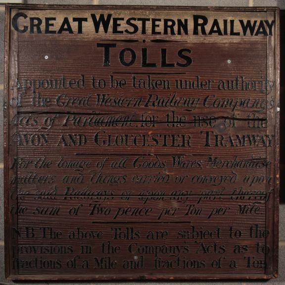 Tolls notice, Great Western Railway