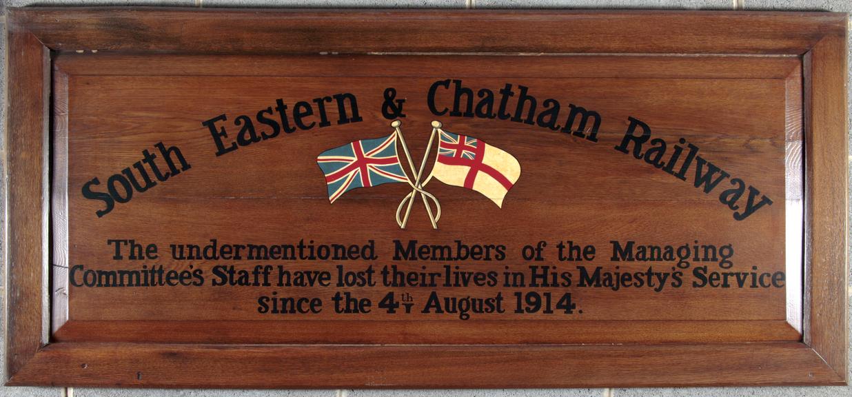 War memorial plaque, South Eastern & Chatham Railway