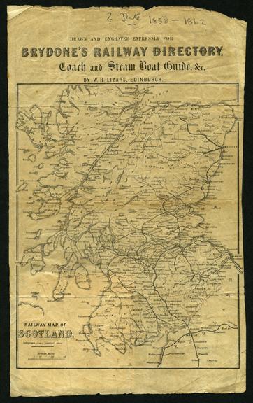 Brydone's Railway Directory. Railway Map of Scotland. 1858-1862