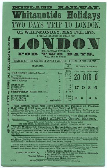 Handbill – Midland Railway ‘Whitsuntide trips to London’ (1875)