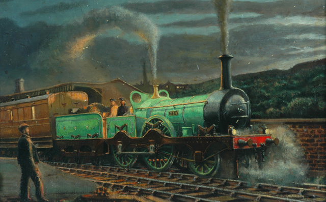 Great Northern Railway 2-4-0 locomotive No 224 (painting; oil painting)