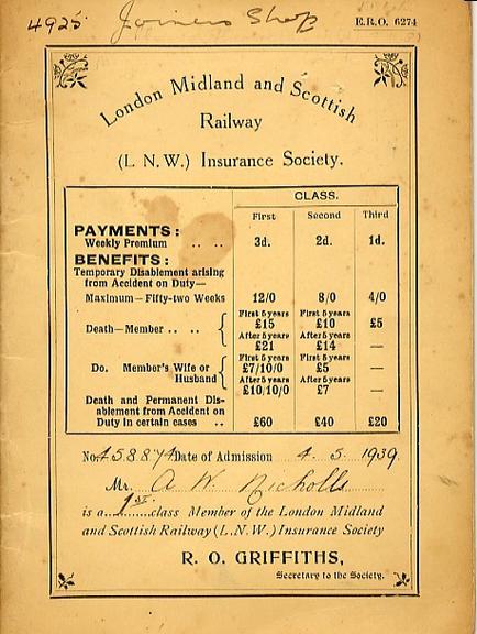 London Midland & Scottish Railway insurance society (rule book)