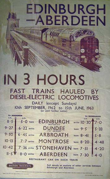 BR(ScR) notice. Edinburgh-Aberdeen in 3 Hours - Fast Trains hauled by Diesel-Electric Locomotives (notice)