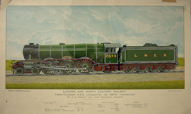 London & North Eastern Railway Three-Cylinder 4-6-2 Locomotive No 2573 'Harvester' (colour print)