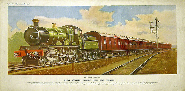 Great Western Railway Irish Boat Express (Ireland via Fishguard), hauled by No. 2917 "Saint Bernard". (print)