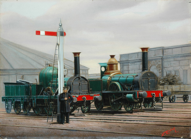 Stratford Roundhouse (painting; painted photograph)