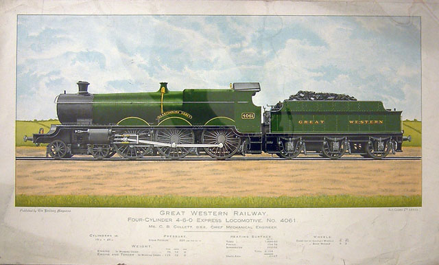 Great Western Railway Four-Cylinder 4-6-0 Locomotive No 4061 "Glastonbury Abbey" (print)