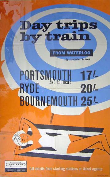 Day Trips by Train from Waterloo to Portsmouth and Southsea, Ryde and Bournemouth (poster)