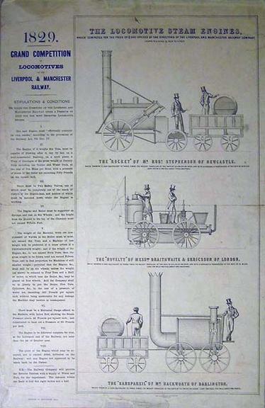 Grand Competition of Locomotives on the Liverpool & Manchester Railway (notice)